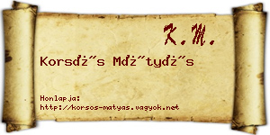 Korsós Mátyás névjegykártya