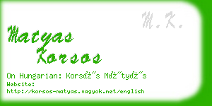 matyas korsos business card